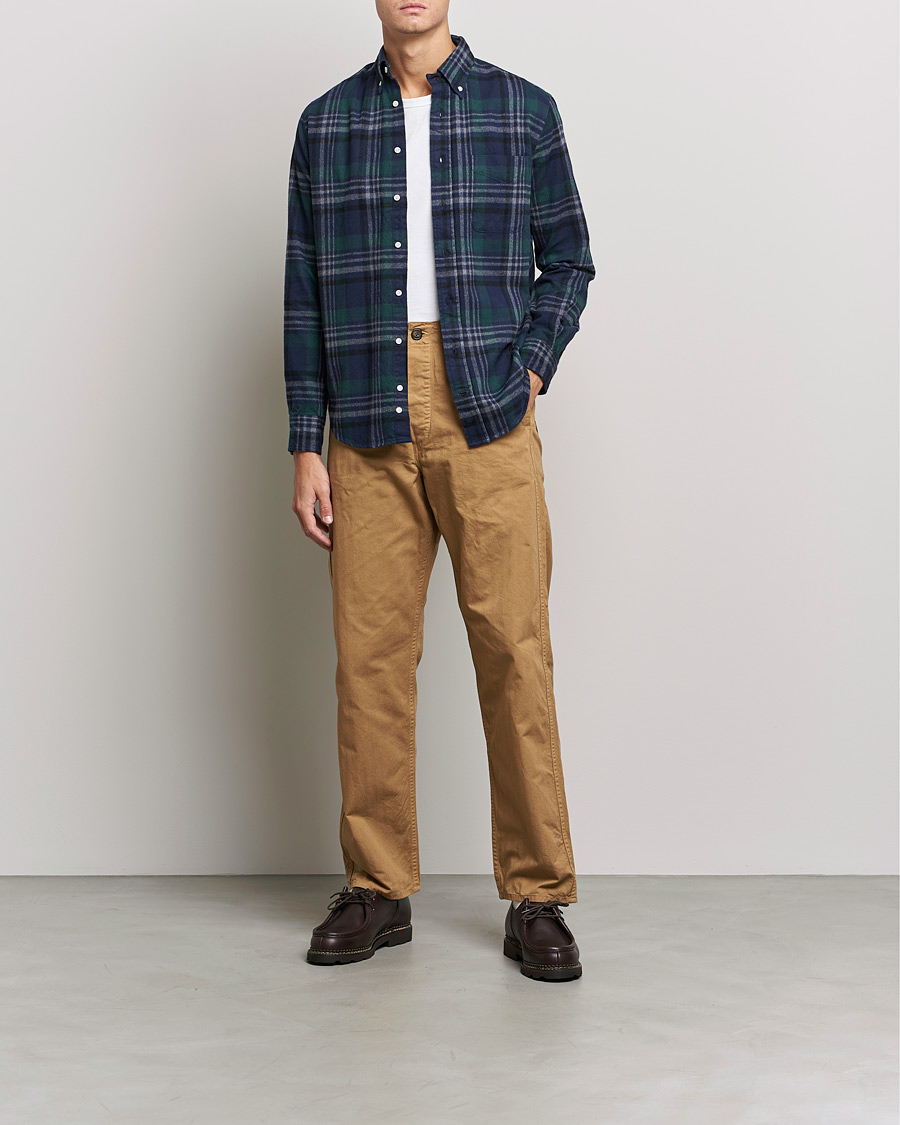 Heren | Overhemden | Gitman Vintage | Button Down Shaggy Flannel Shirt Blackwatch Check