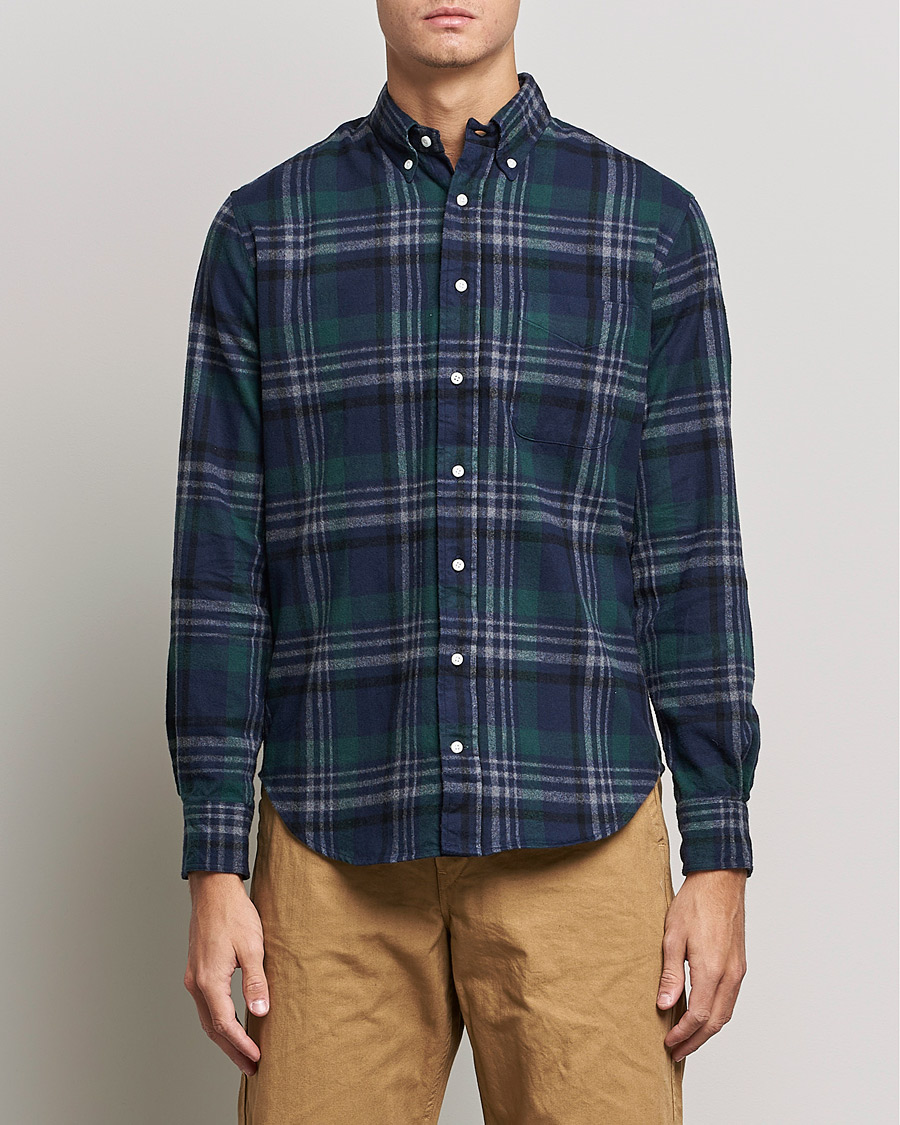 Heren | Overhemden | Gitman Vintage | Button Down Shaggy Flannel Shirt Blackwatch Check