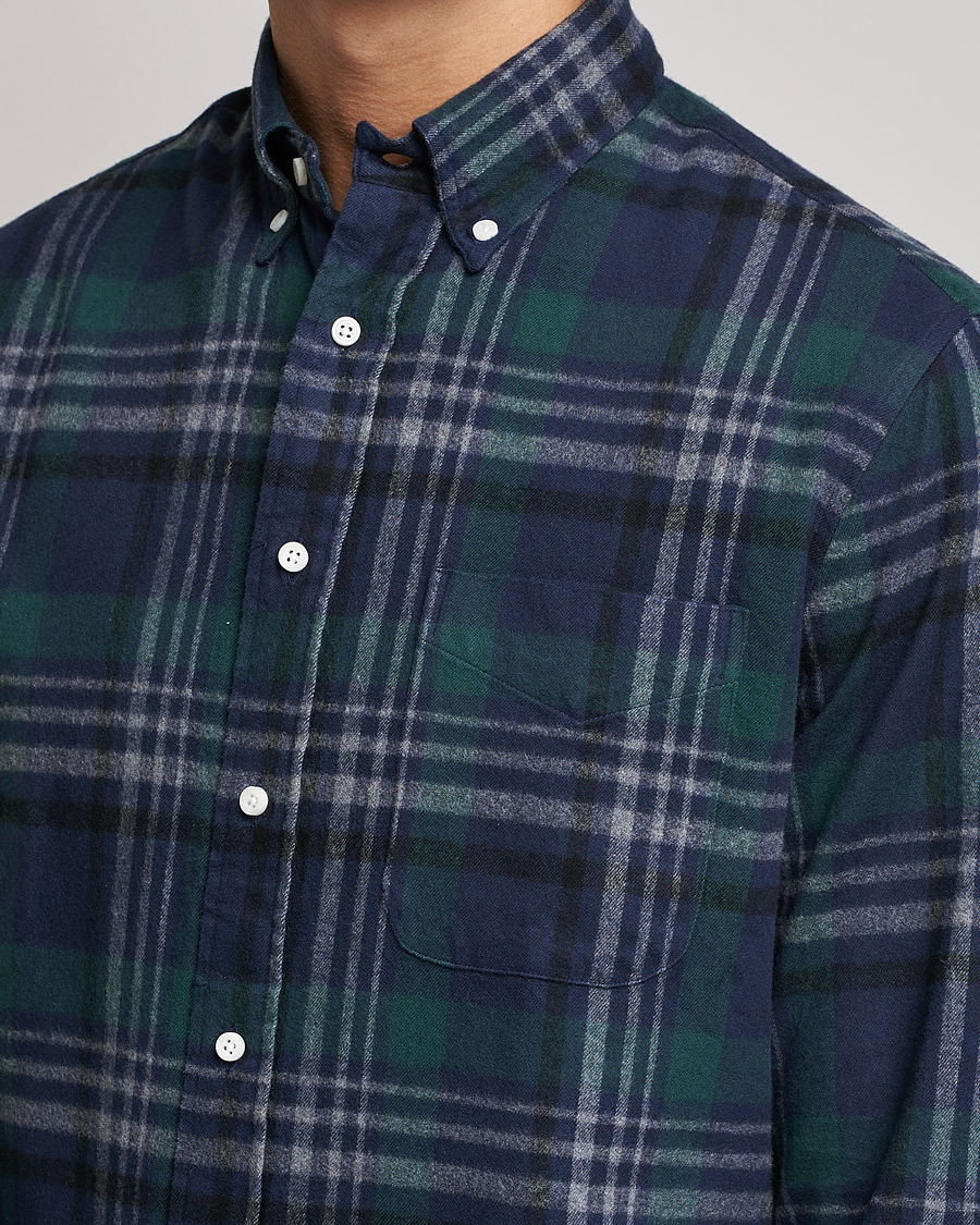Heren | Overhemden | Gitman Vintage | Button Down Shaggy Flannel Shirt Blackwatch Check
