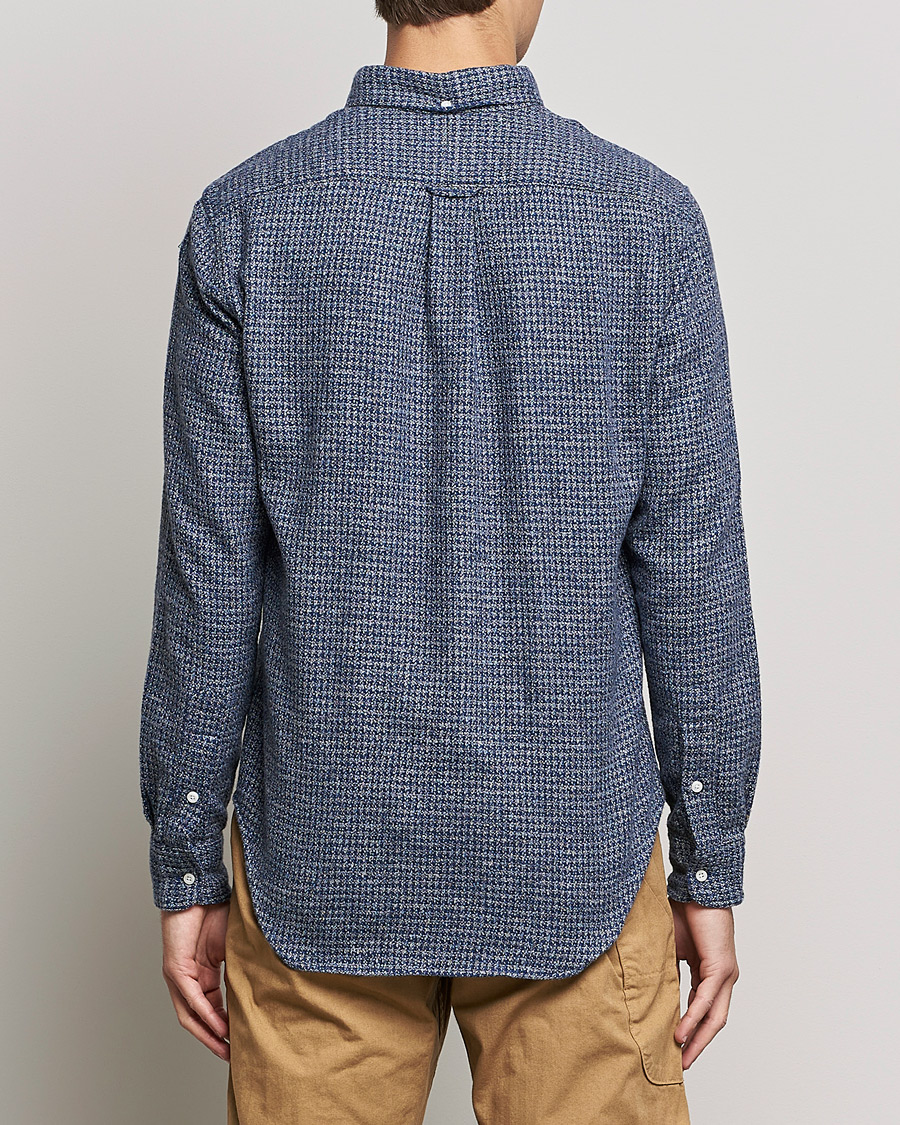 Heren | Overhemden | Gitman Vintage | Button Down Houndstooth Flannel Shirt Dark Blue