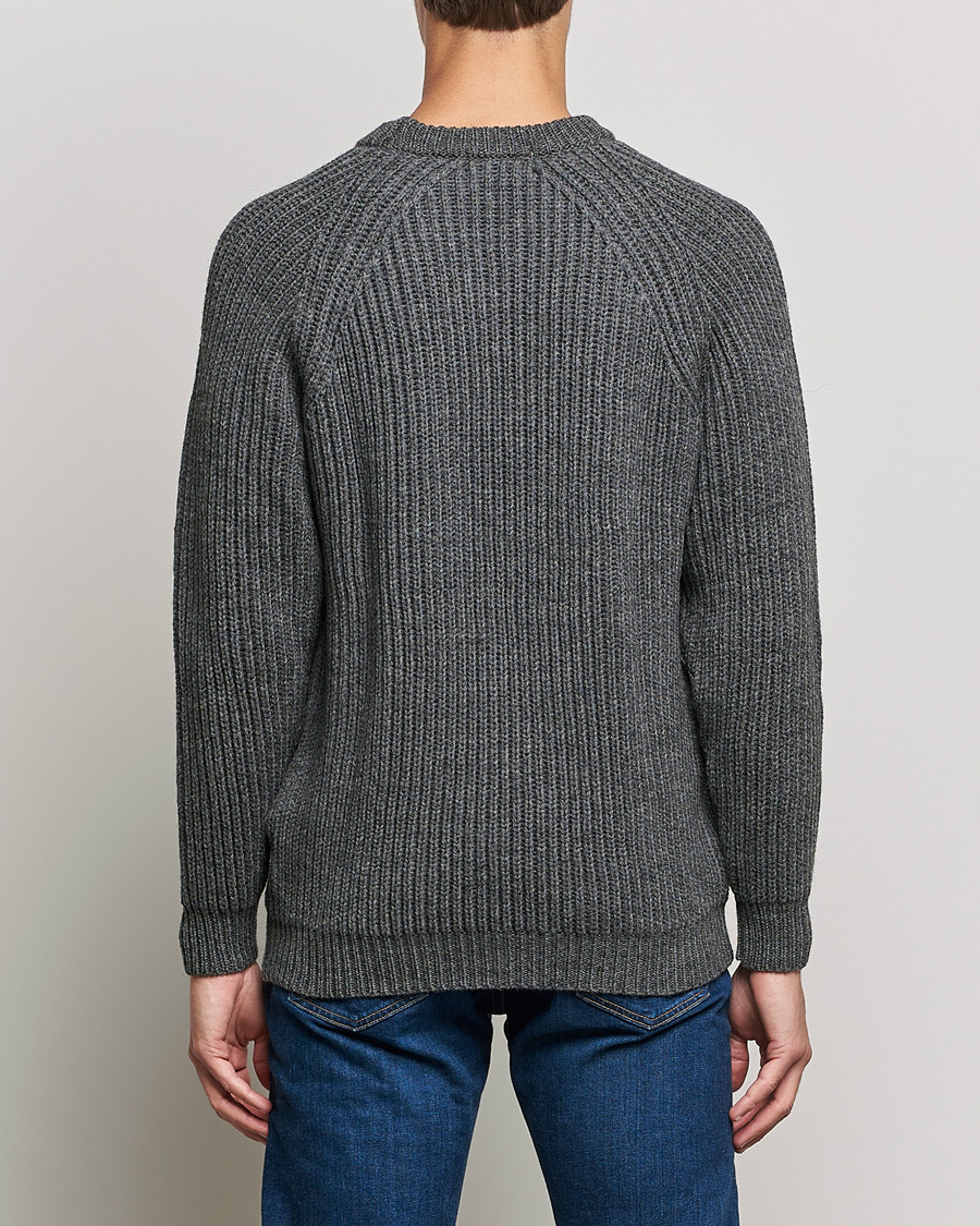 Heren | Truien | Gloverall | Fisherman Rib Chunky Wool Crew Neck Grey