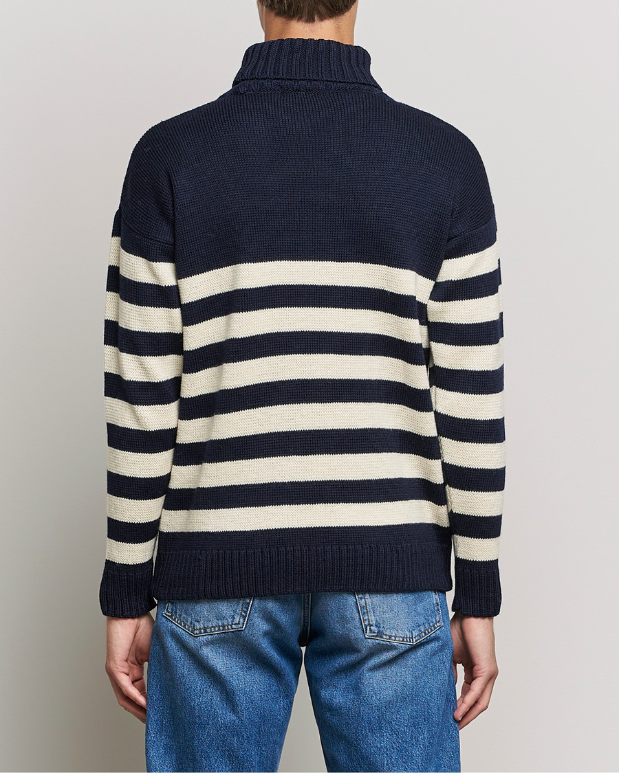 Heren | Truien | Gloverall | Breton Submariner Wool Rollneck Navy/Ecru