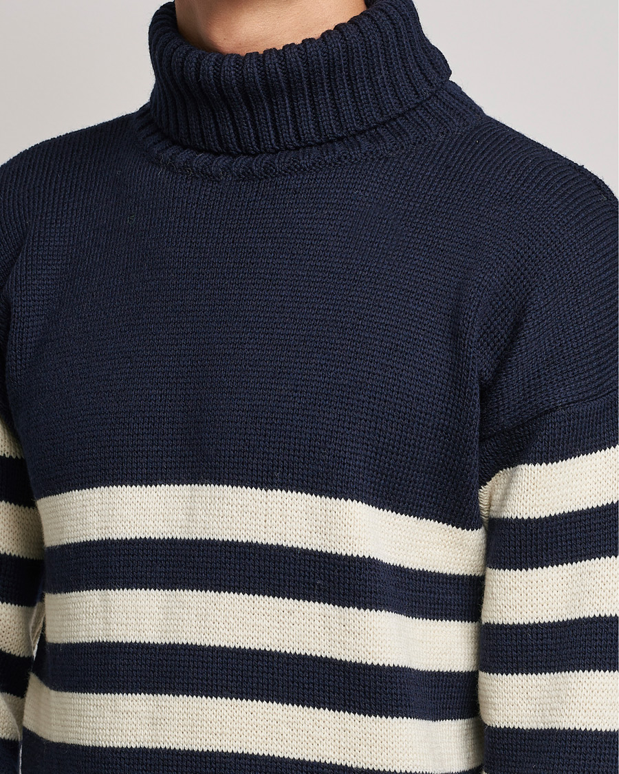 Heren | Truien | Gloverall | Breton Submariner Wool Rollneck Navy/Ecru