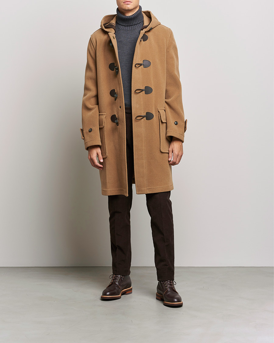 Heren | Jassen | Gloverall | Edmund Herringbone Wool Duffle Camel