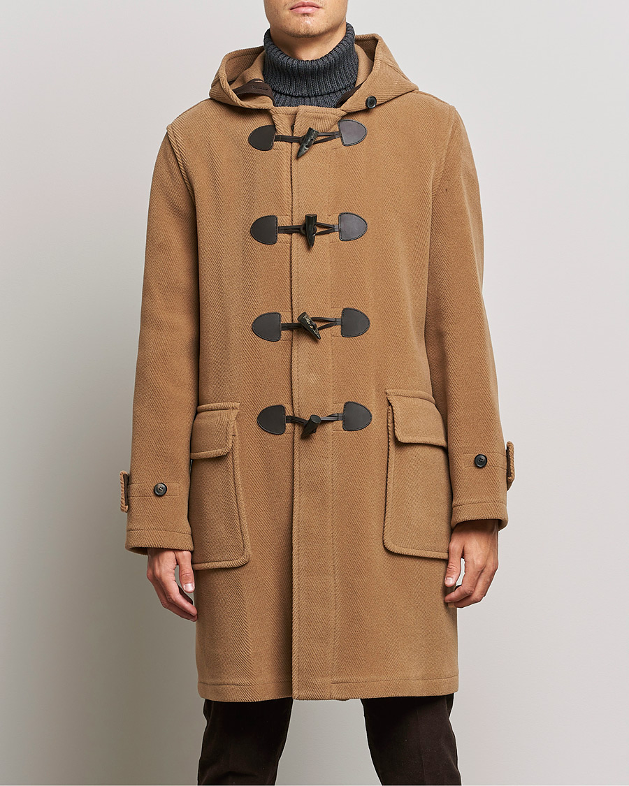 Heren | Jassen | Gloverall | Edmund Herringbone Wool Duffle Camel
