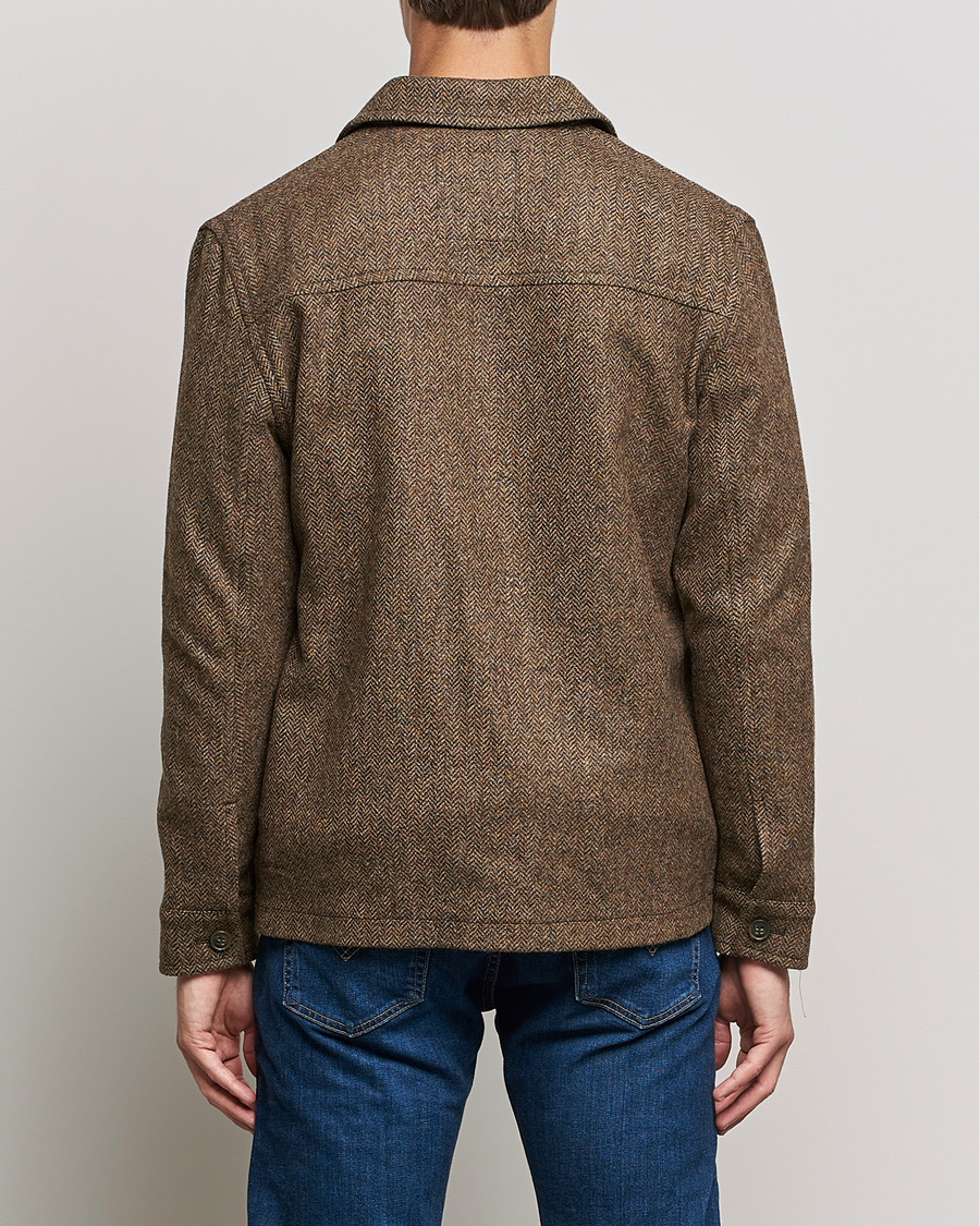 Heren | Jassen | Gloverall | Walter Herringbone Wool Shirt Jacket Tan