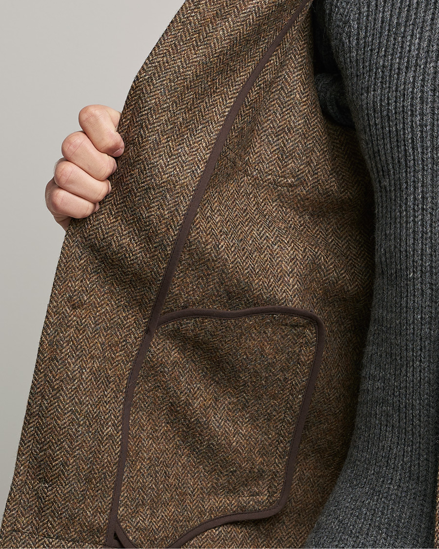 Heren | Jassen | Gloverall | Walter Herringbone Wool Shirt Jacket Tan