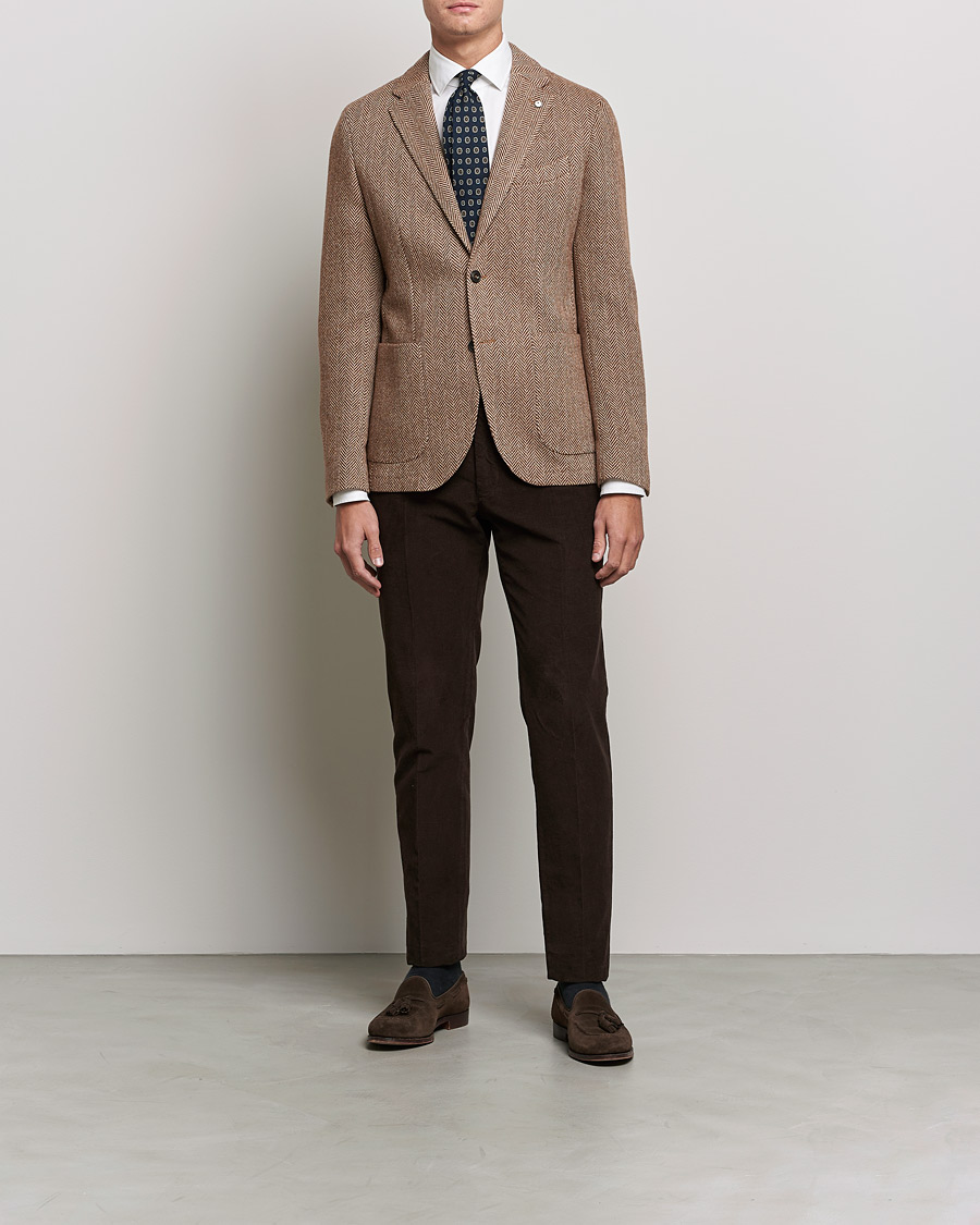 Heren | Blazers | L.B.M. 1911 | Jack Herringbone Wool Blazer Brown