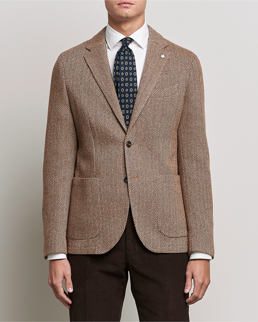 Heren | Blazers | L.B.M. 1911 | Jack Herringbone Wool Blazer Brown