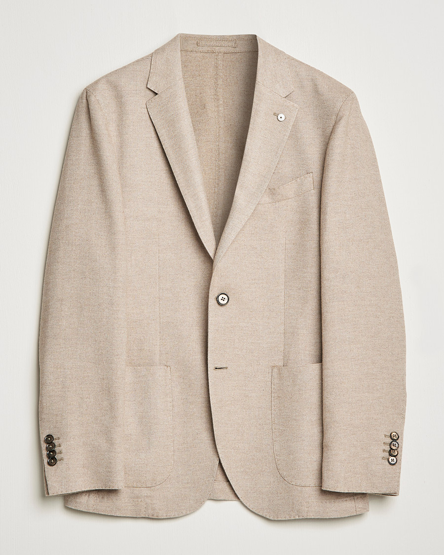 Heren | Blazers | L.B.M. 1911 | Jack Herringbone Soft Cotton Blazer Beige