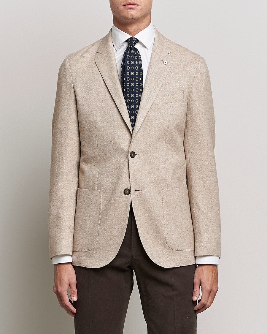 Heren | Blazers | L.B.M. 1911 | Jack Herringbone Soft Cotton Blazer Beige