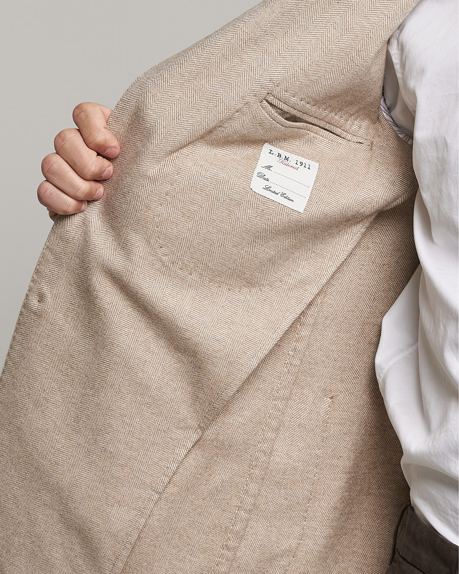 Heren | Blazers | L.B.M. 1911 | Jack Herringbone Soft Cotton Blazer Beige
