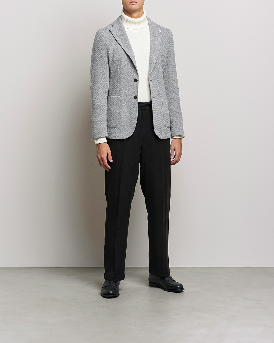Heren | Blazers | L.B.M. 1911 | Punto Knitted Wool Structure Blazer Grey