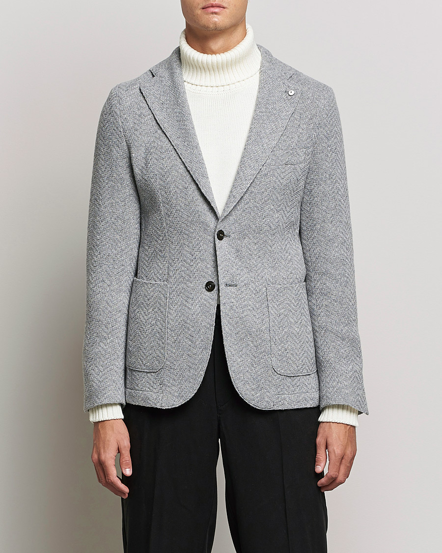 Heren | Blazers | L.B.M. 1911 | Punto Knitted Wool Structure Blazer Grey