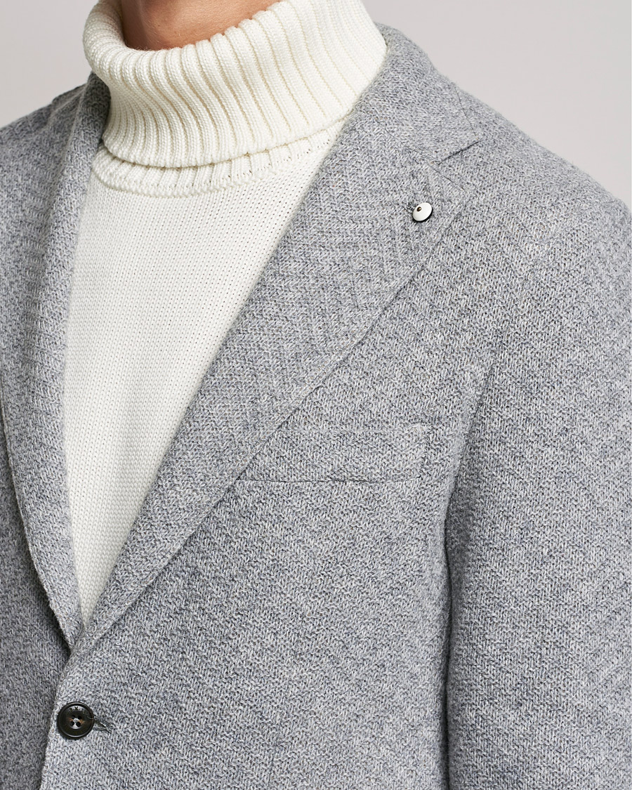 Heren | Blazers | L.B.M. 1911 | Punto Knitted Wool Structure Blazer Grey