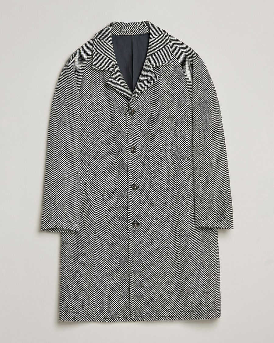 Heren | Jassen | L.B.M. 1911 | Herringbone Raglan Wool Coat Black/White