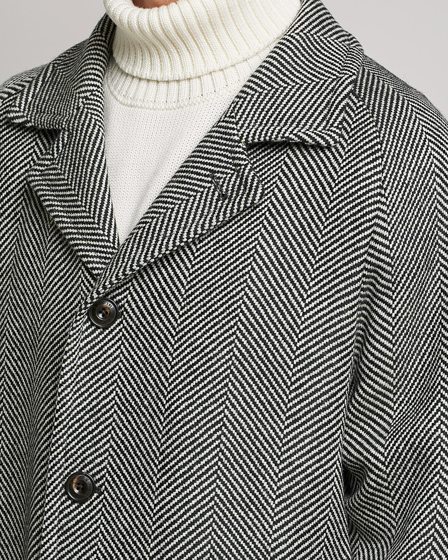 Heren | Jassen | L.B.M. 1911 | Herringbone Raglan Wool Coat Black/White