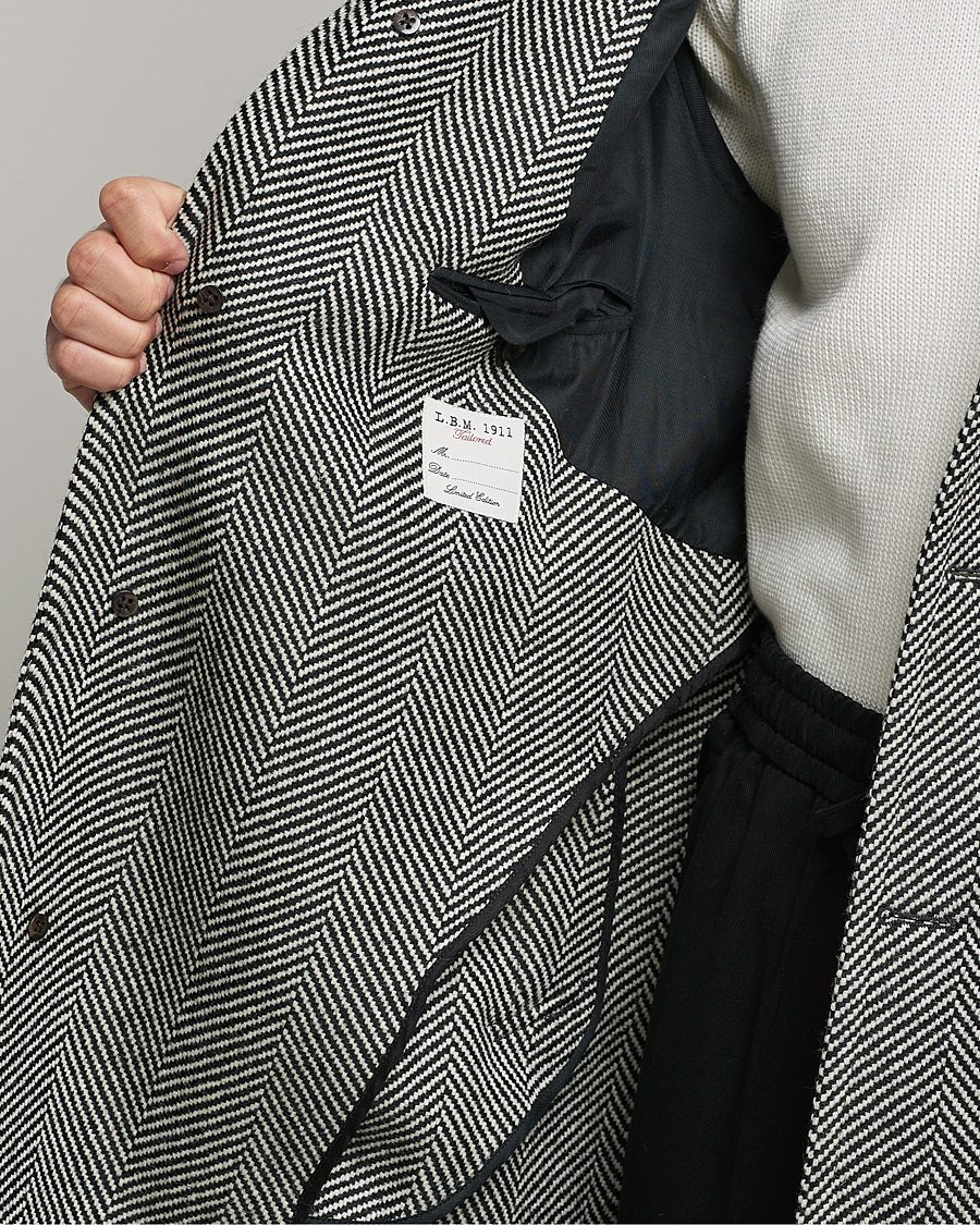Heren | Jassen | L.B.M. 1911 | Herringbone Raglan Wool Coat Black/White