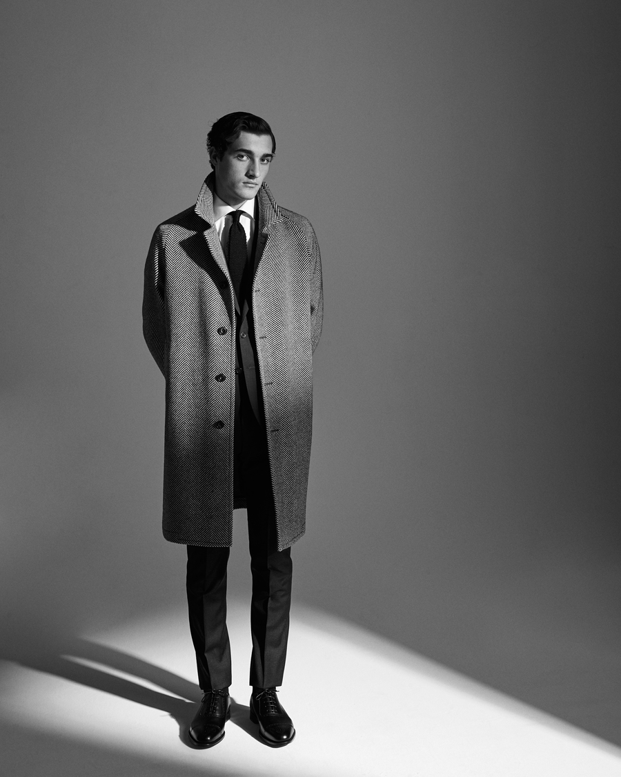 Heren | Jassen | L.B.M. 1911 | Herringbone Raglan Wool Coat Black/White