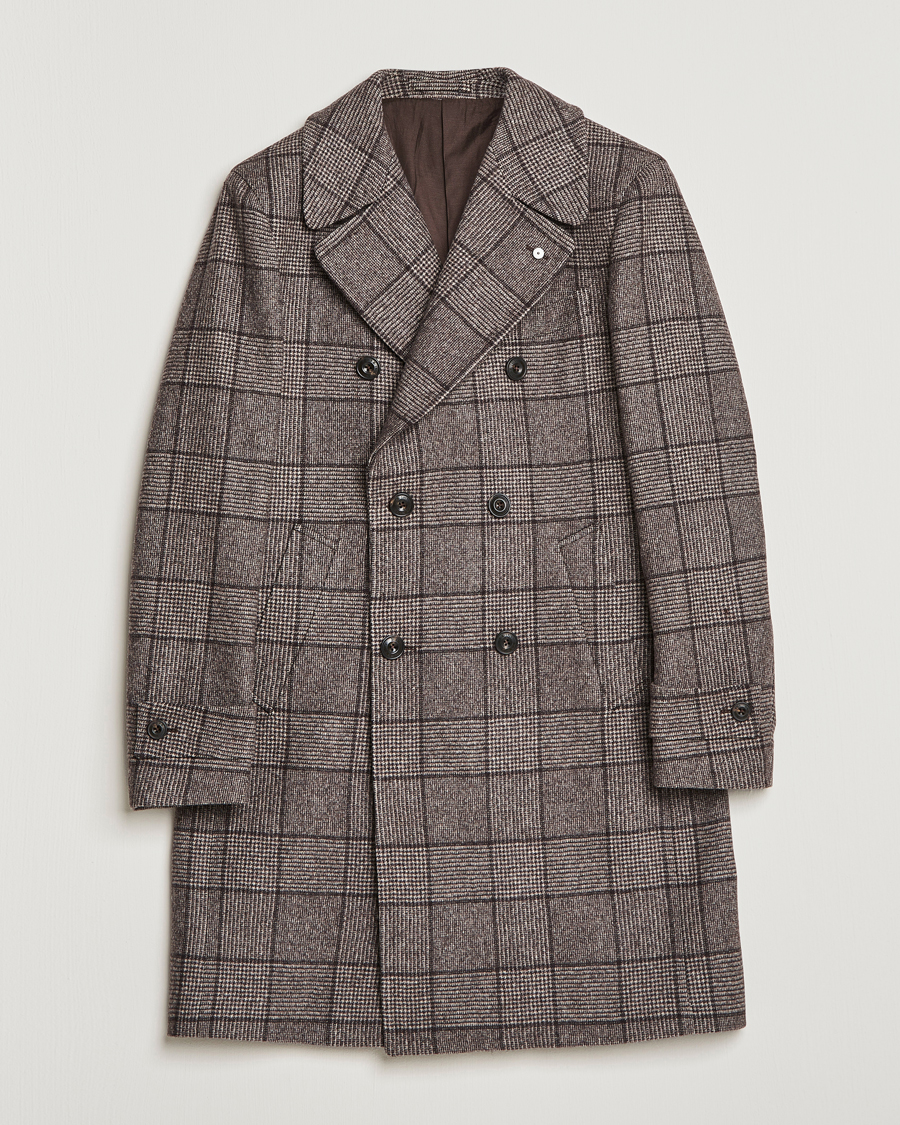 Heren | Jassen | L.B.M. 1911 | Double Breasted Checked Wool Coat Brown