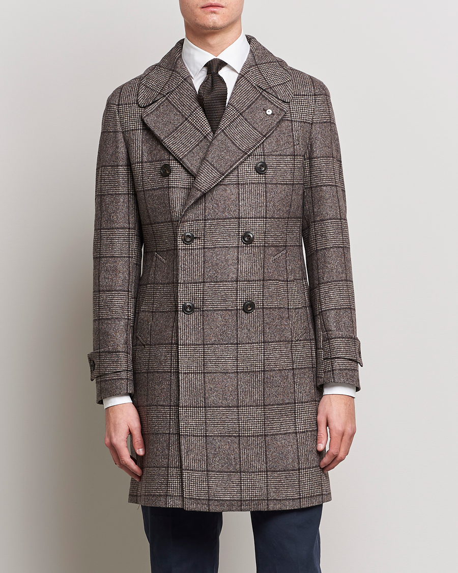 Heren | Jassen | L.B.M. 1911 | Double Breasted Checked Wool Coat Brown