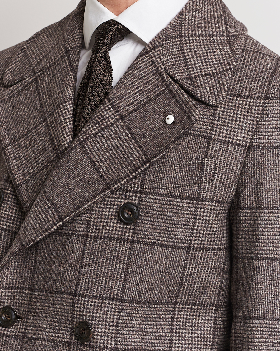 Heren | Jassen | L.B.M. 1911 | Double Breasted Checked Wool Coat Brown