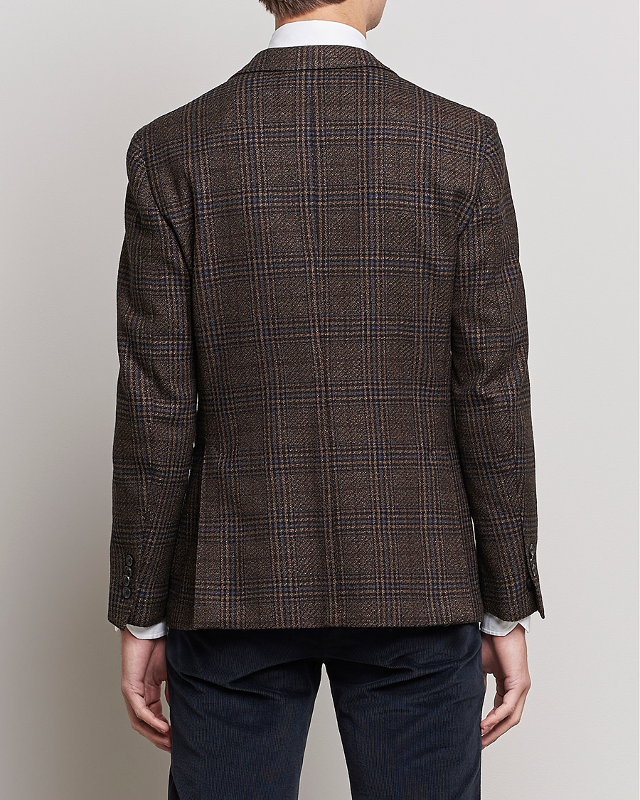 Heren | Blazers | Lardini | Checked Patch Pocket Wool/Silk Blazer Brown