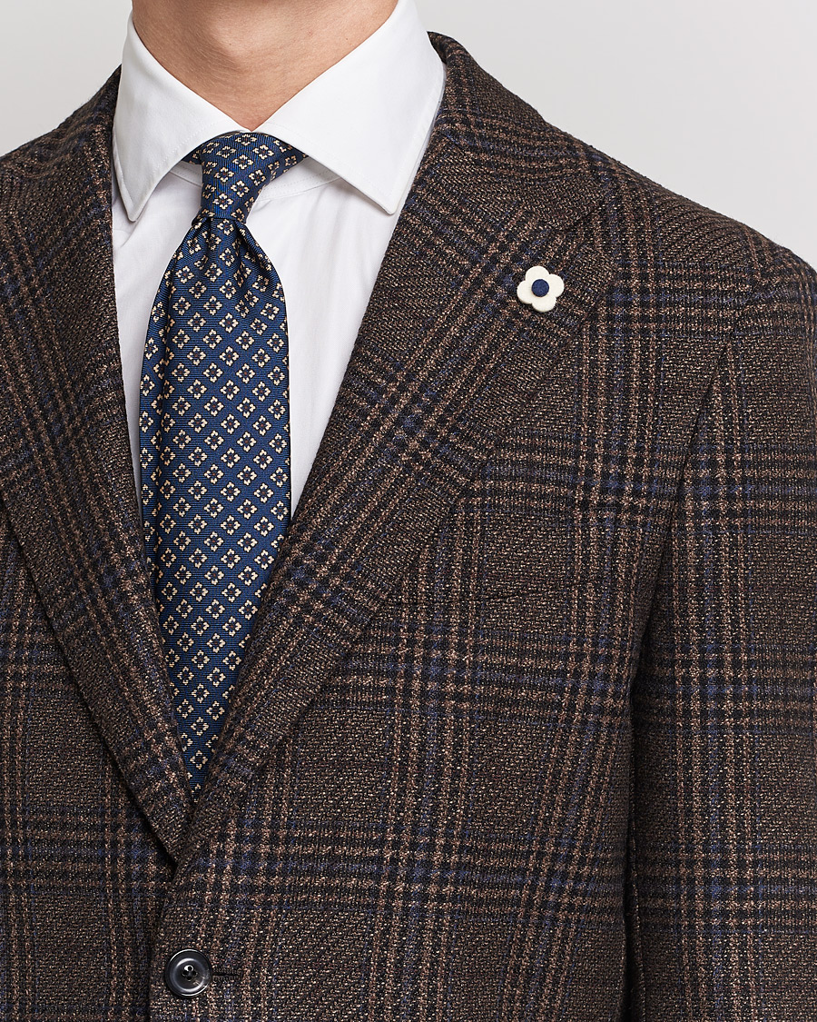Heren | Blazers | Lardini | Checked Patch Pocket Wool/Silk Blazer Brown