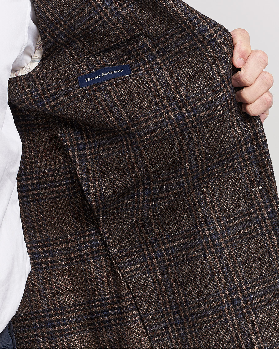 Heren | Blazers | Lardini | Checked Patch Pocket Wool/Silk Blazer Brown