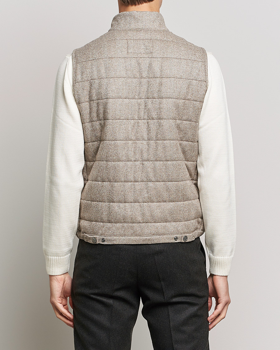 Heren | Jassen | Oscar Jacobson | Liner EVO Wool Herringbone Waistcoat Beige