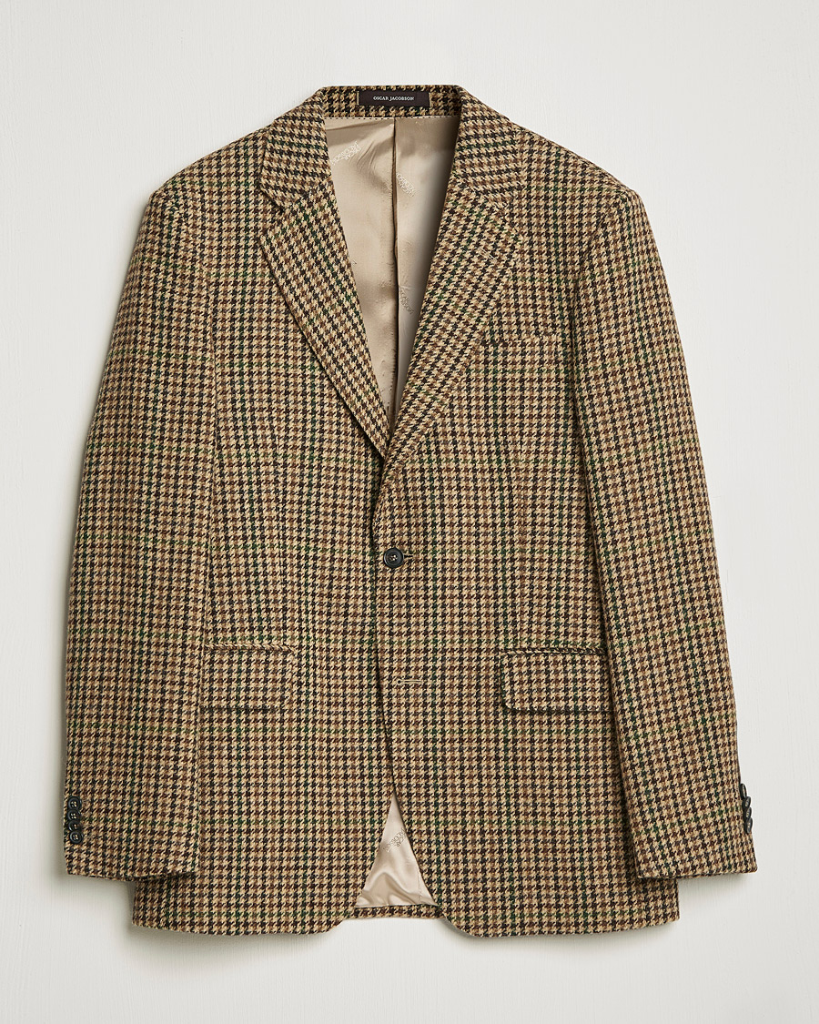 Heren | Blazers | Oscar Jacobson | Freeman Moon Houndstooth Tweed Blazer Beige