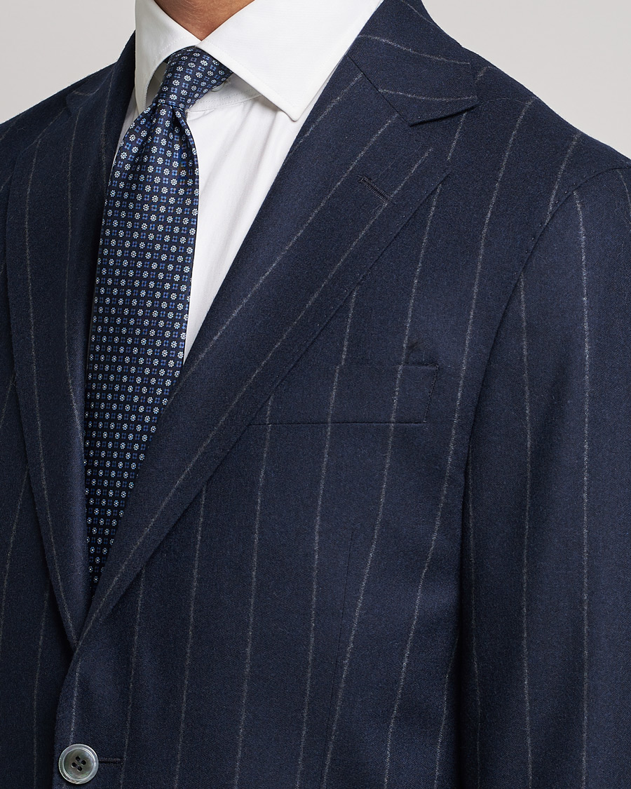 Heren | Pakken | Oscar Jacobson | Ego Pinstripe Wool Flannel Suit Navy