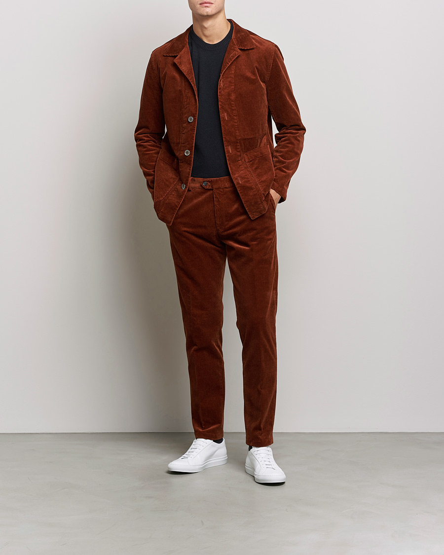 Heren | Overhemden | Oscar Jacobson | Hampus Corduroy Shirt Jacket Orange