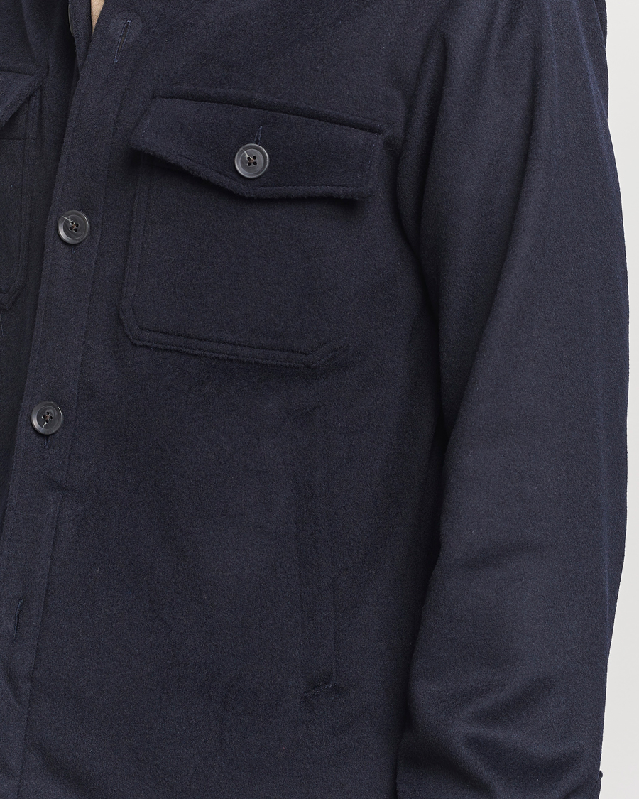 Heren | Overhemden | Oscar Jacobson | Maverick Wool/Cashmere Shirt Jacket Navy