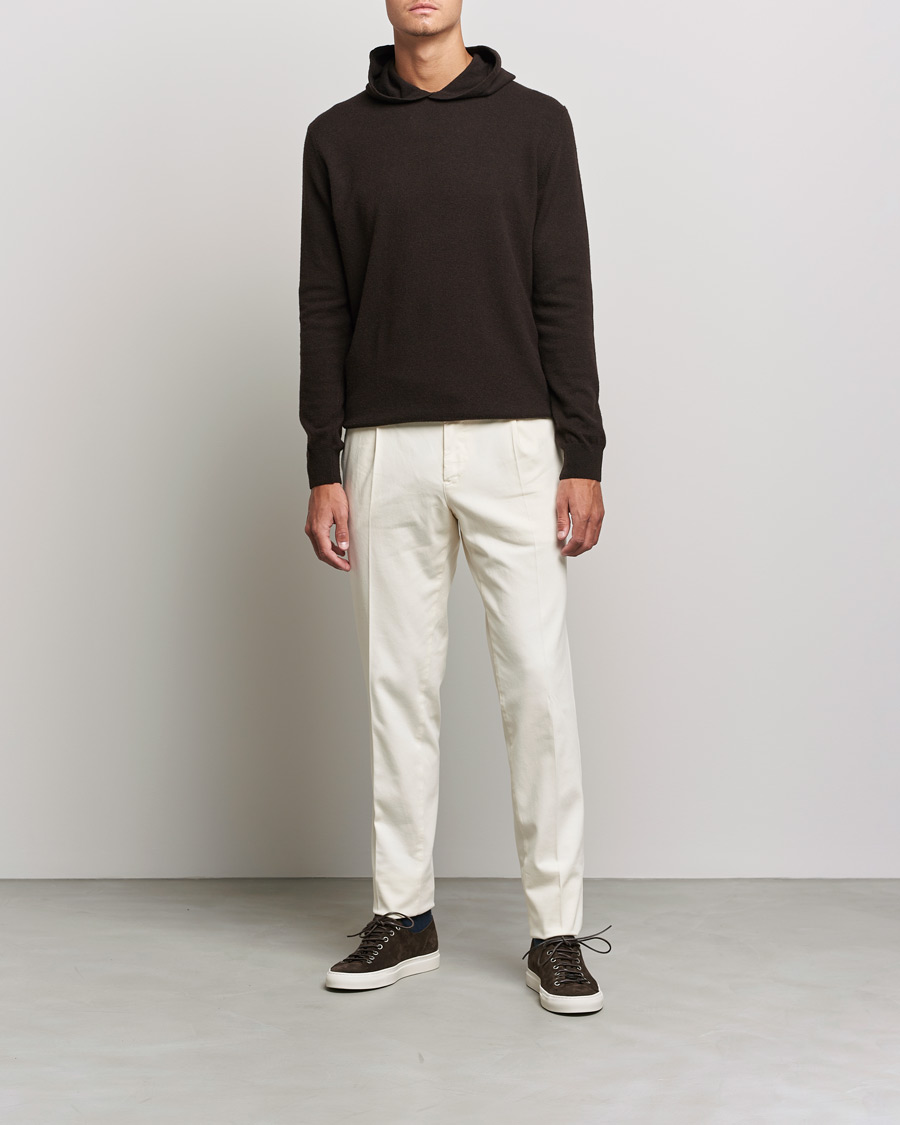 Heren | Truien | Oscar Jacobson | Pascal Wool/Cashmere Hoodie Brown