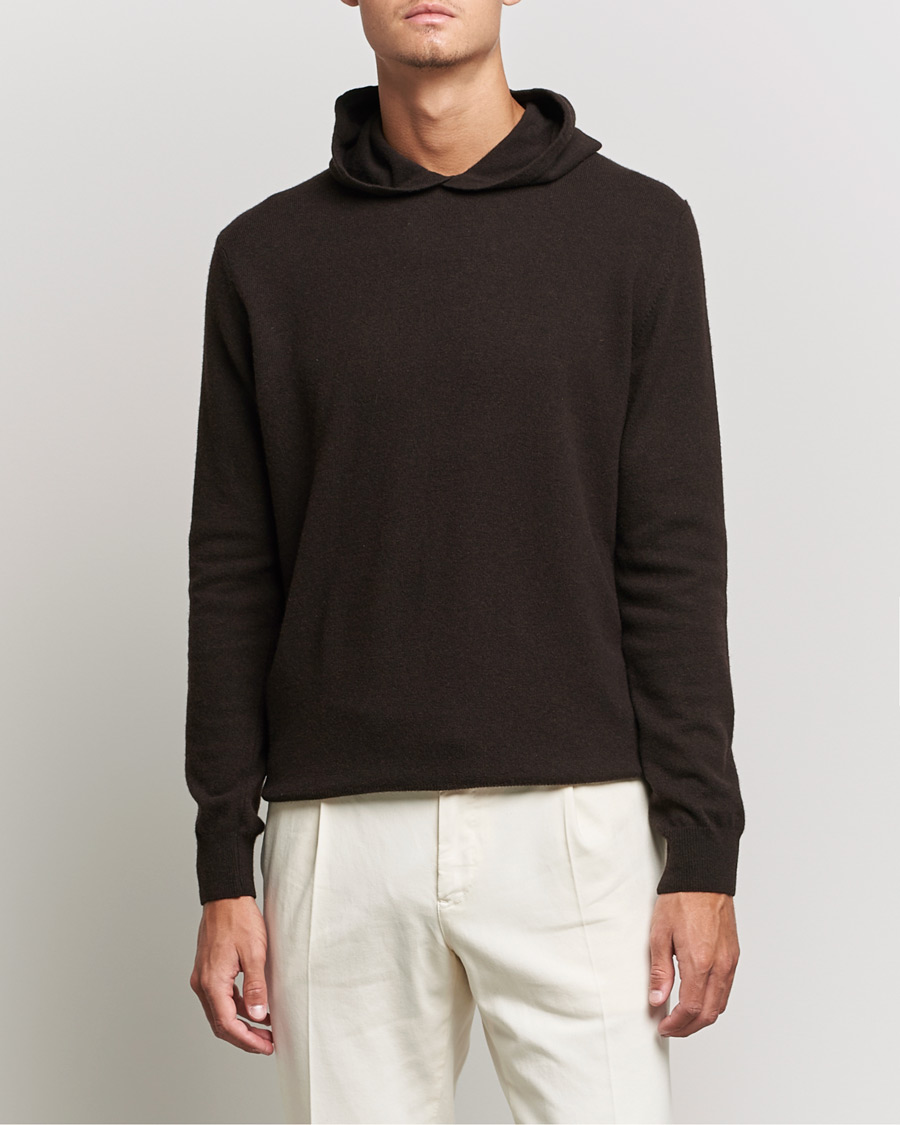 Heren | Truien | Oscar Jacobson | Pascal Wool/Cashmere Hoodie Brown