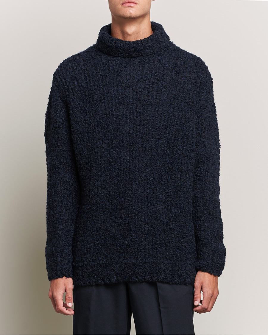 Heren | Truien | Oscar Jacobson | Krister Wool/Alpaca Rollneck Navy