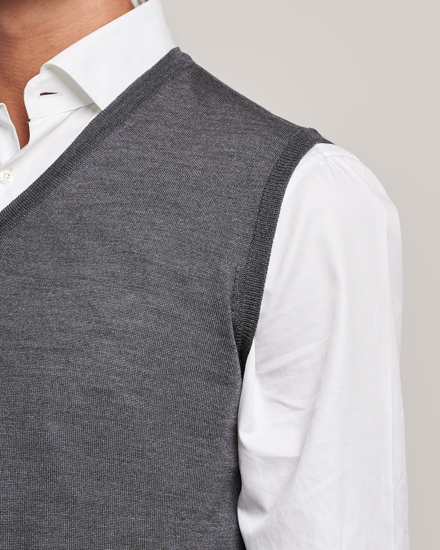 Heren | Truien | Oscar Jacobson | Roger Extrafine Merino Vest Grey