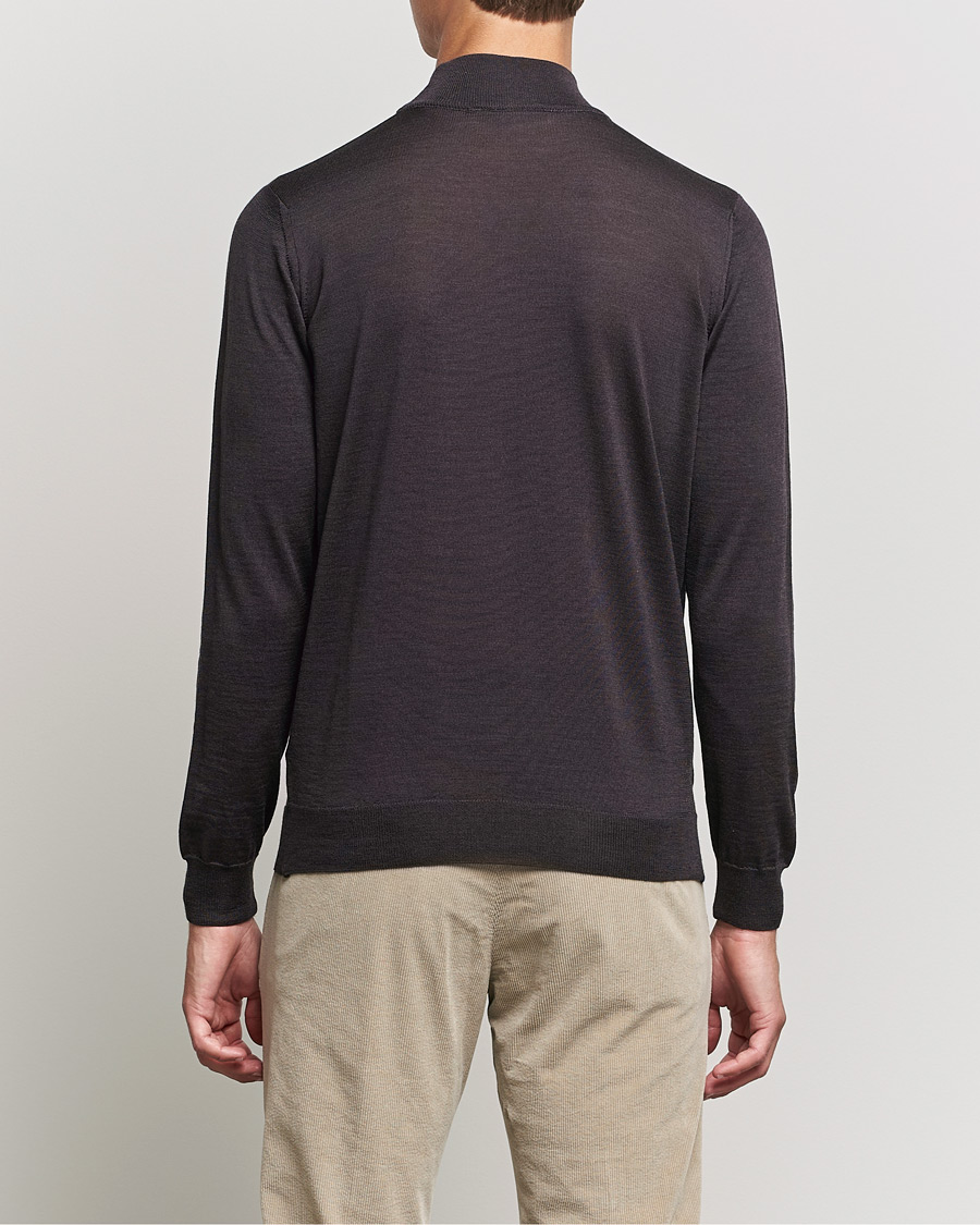 Heren | Truien | Oscar Jacobson | Hilton Extrafine Merino Mock Neck Brown