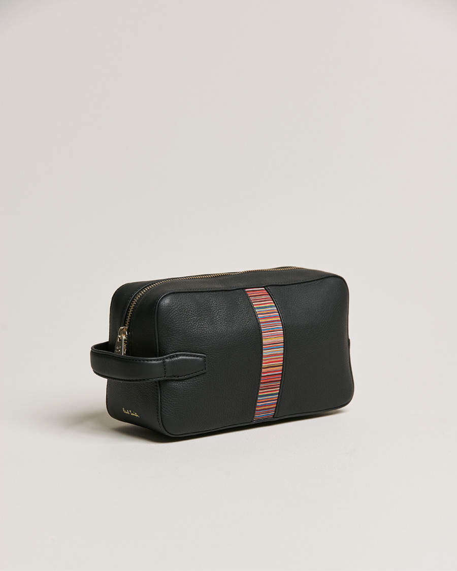 Heren | Paul Smith Leather Stripe Washbag Black | Paul Smith | Leather Stripe Washbag Black