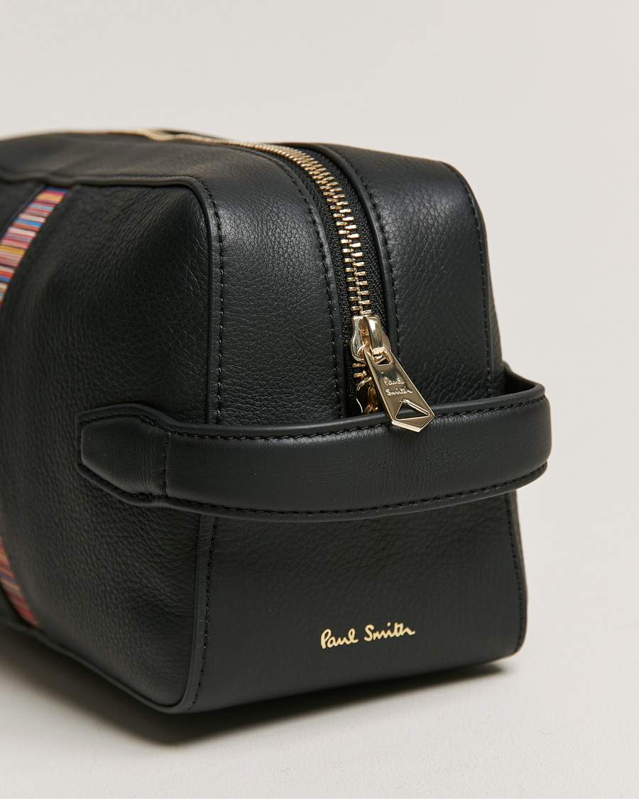 Heren | Paul Smith Leather Stripe Washbag Black | Paul Smith | Leather Stripe Washbag Black