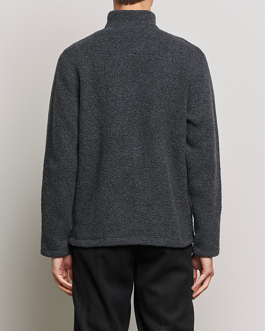 Heren | Truien | Sunspel | Eco Wool Full Zip Fleece Jacket Charcoal Melange