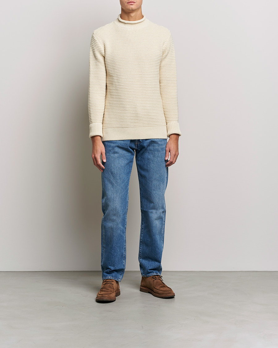 Heren | Truien | Sunspel | Fisherman Jumper Ecru