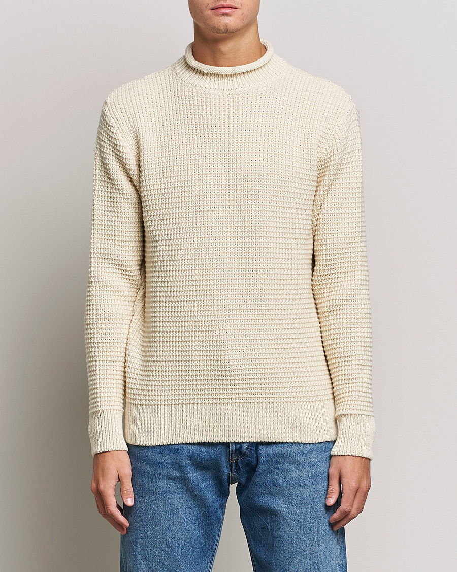 Heren | Truien | Sunspel | Fisherman Jumper Ecru