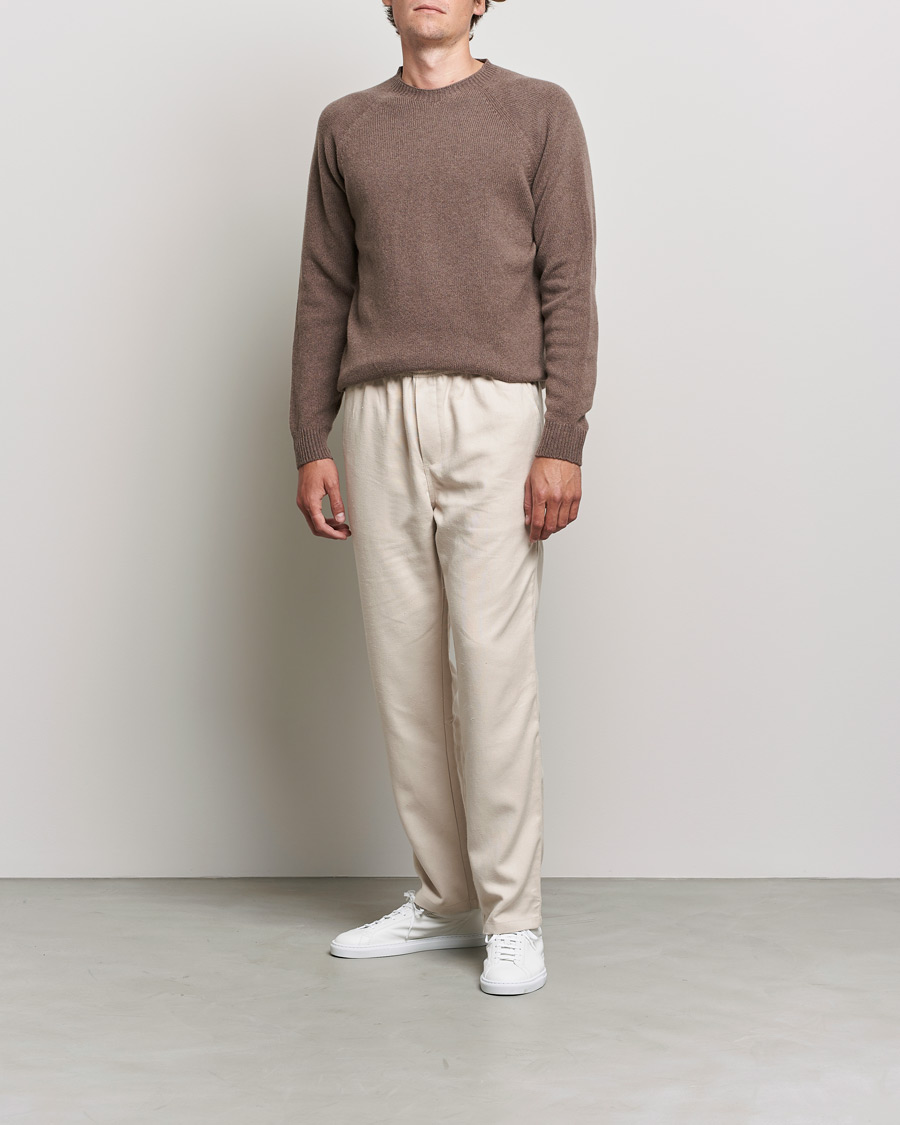 Heren | Truien | Sunspel | Lambswool Crew Neck Sweater Umber Brown