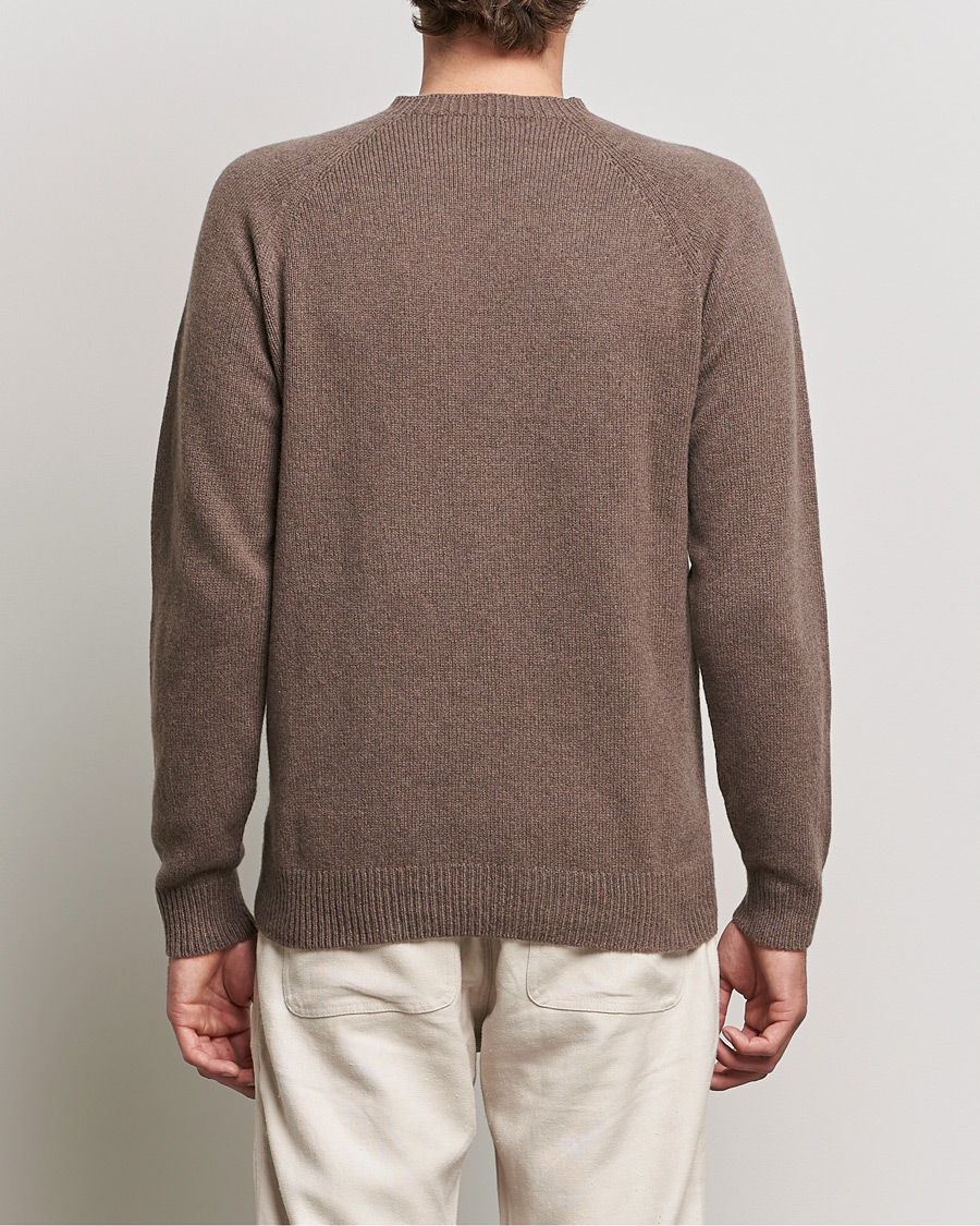 Heren | Truien | Sunspel | Lambswool Crew Neck Sweater Umber Brown