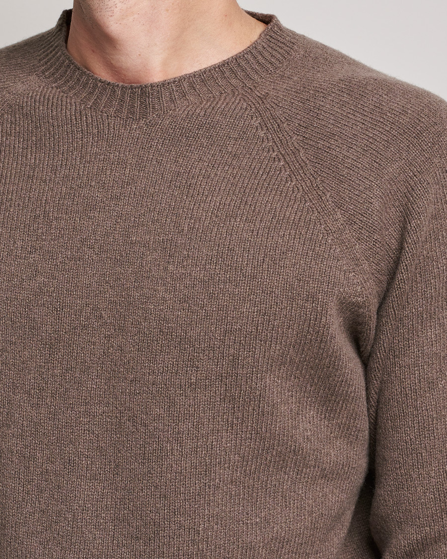 Heren | Truien | Sunspel | Lambswool Crew Neck Sweater Umber Brown