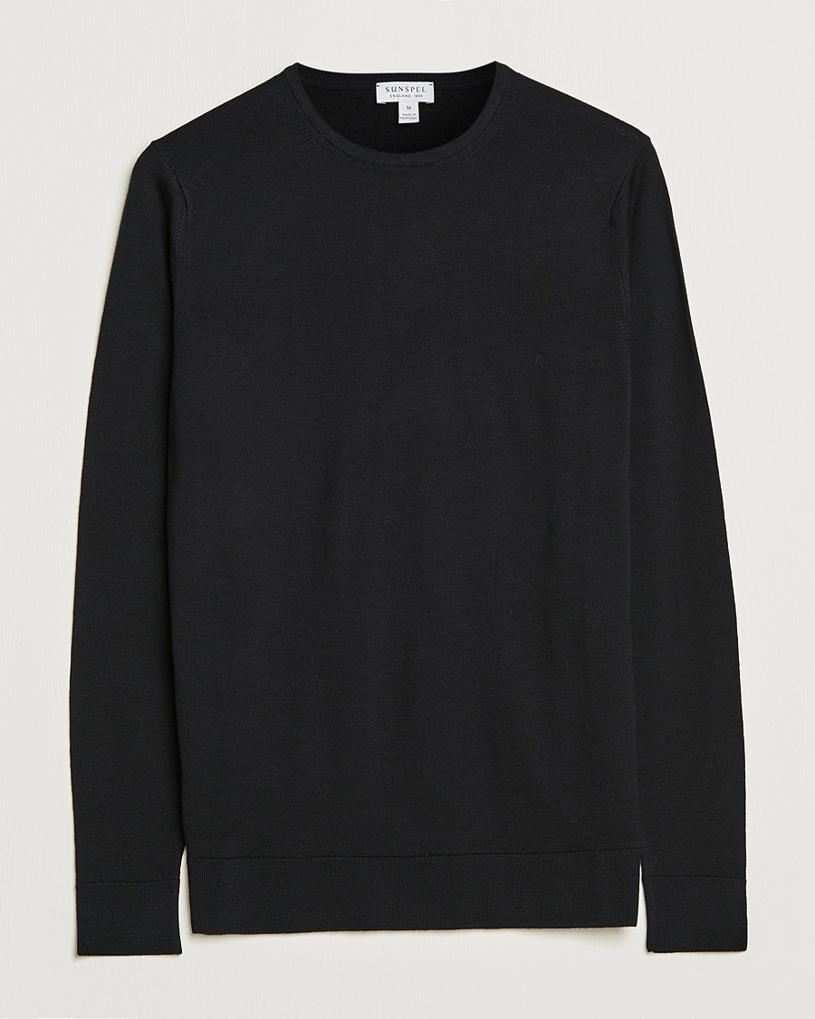 Heren | Truien | Sunspel | Crew Neck Jumper Black
