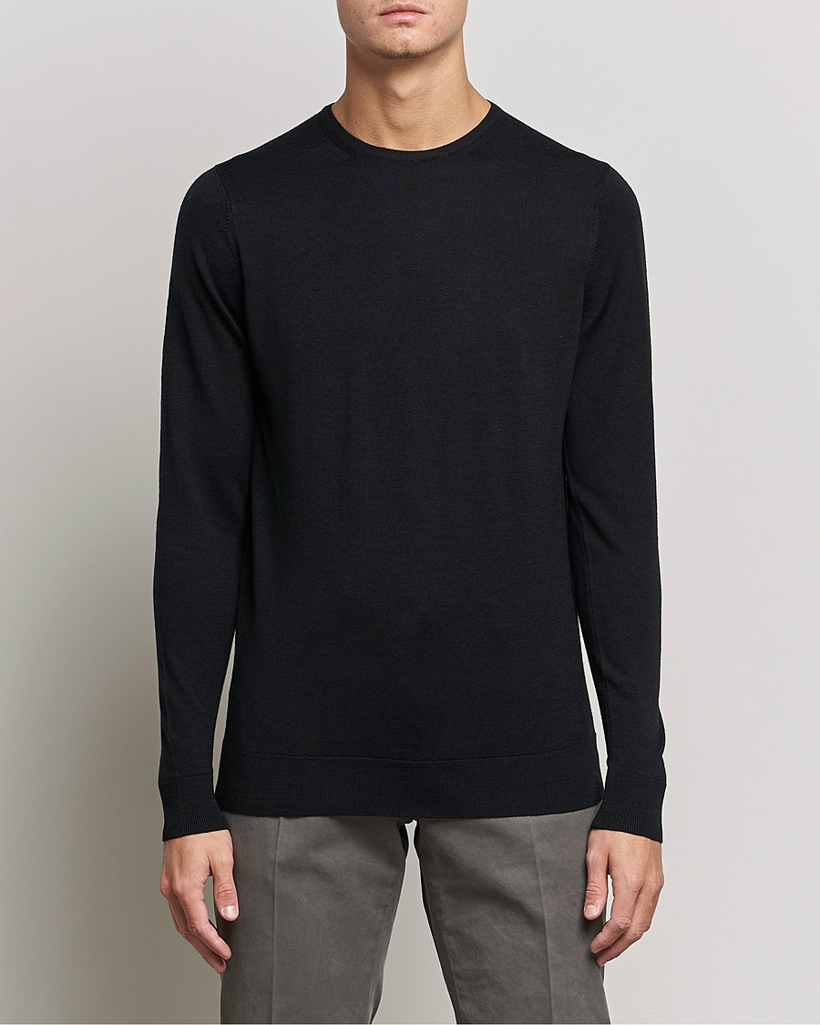 Heren | Ronde hals truien | Sunspel | Crew Neck Jumper Black