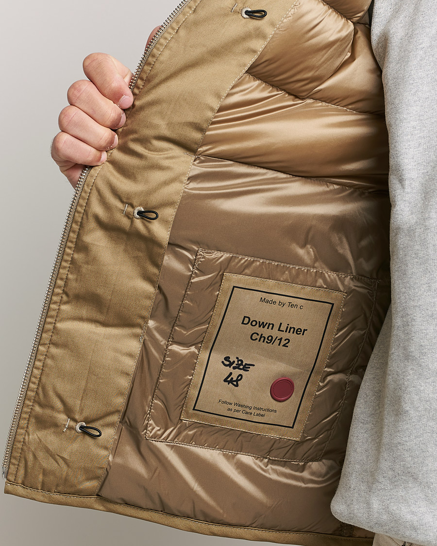 Heren | Jassen | Ten c | Hooded Down Liner Beige